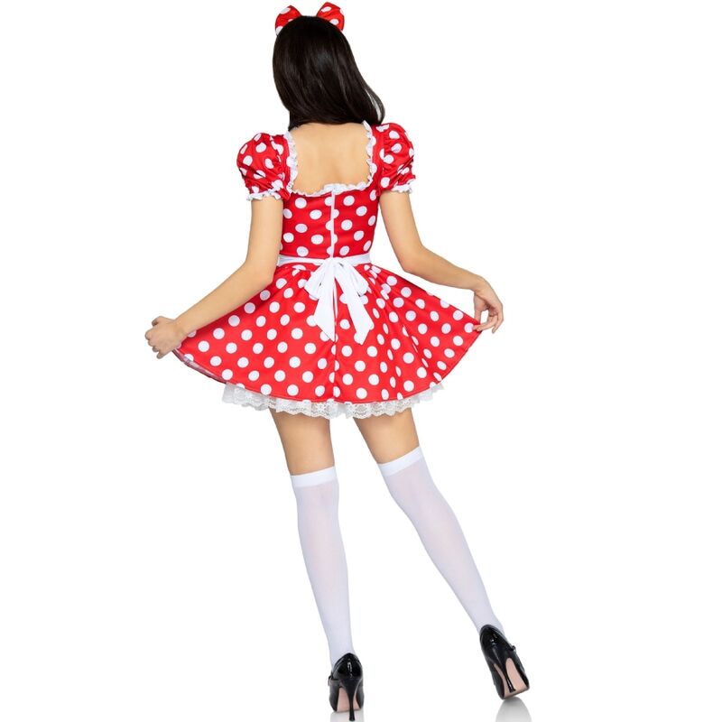 LEG AVENUE - ROBE À POIS + BANDEAU ROUGE/BLANC M