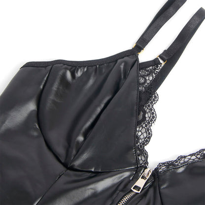 SUBBLIME - 955465 CORPS À FERMETURE ÉCLAIR EN CUIR NOIR L/XL